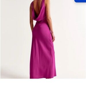 NWT Abercrombie & Fitch V Neck slip cowl back satin maxi dress